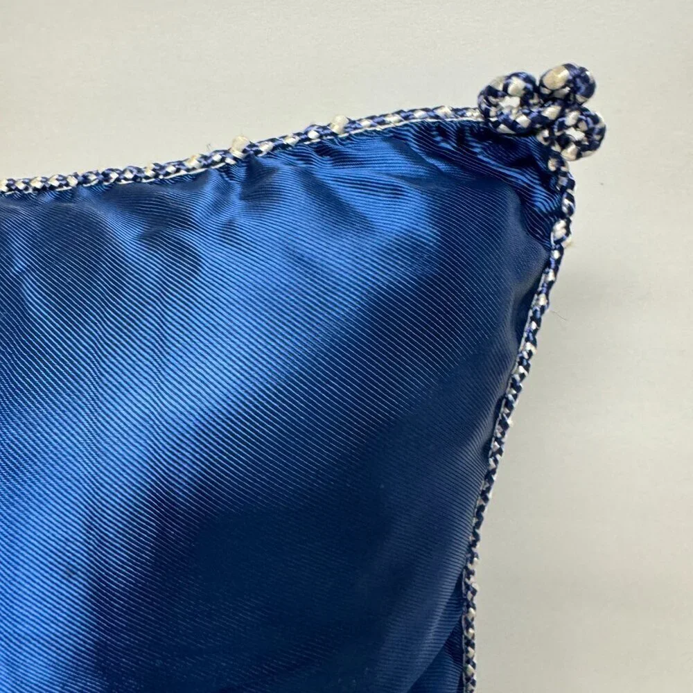 Like NEW  Vintage Asian Pillow Case Cover  Satin Blue